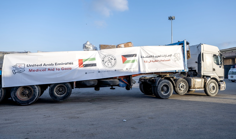 قافلة مساعدات طبية إماراتية تدخل غزة ضمن عملية الفارس الشهم 3 